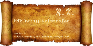 Mándity Krisztofer névjegykártya